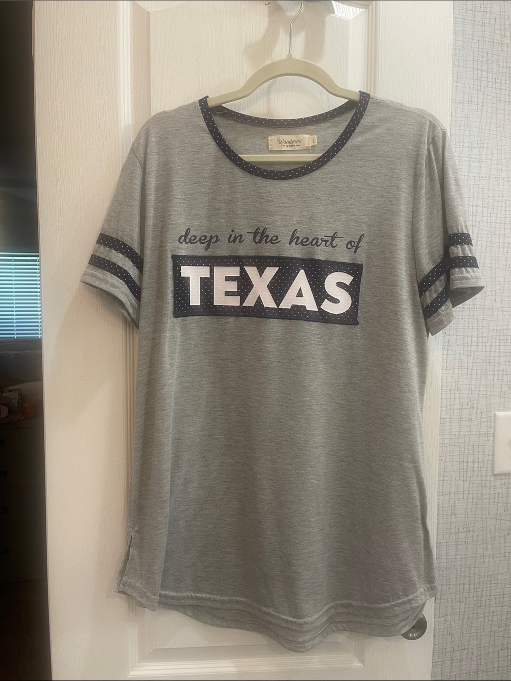 Deep in the Heart of Texas Graphic Tee - Grey with Navy Accents